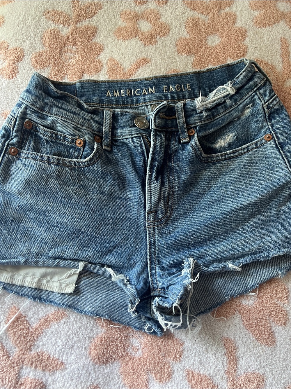 American Eagle Outfitters Women's Distressed Denim Shorts - Blue